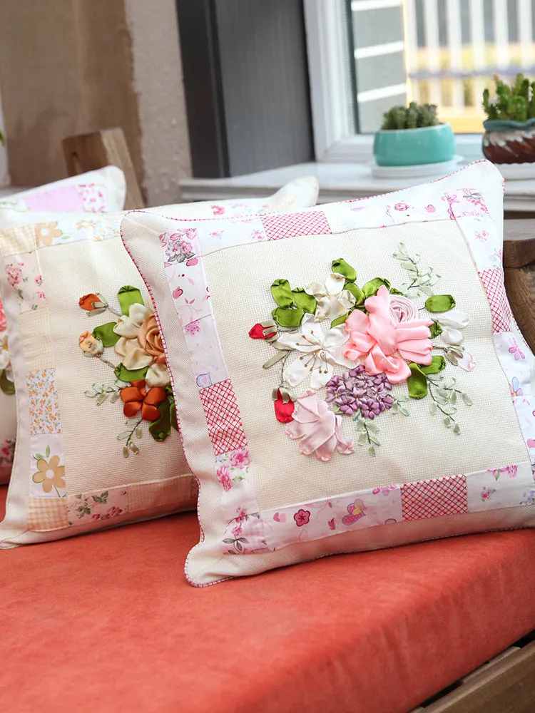 Embroidery DIY Kit Pillow Quilt Ribbon three-dimensional Office Sofa Car Cushion