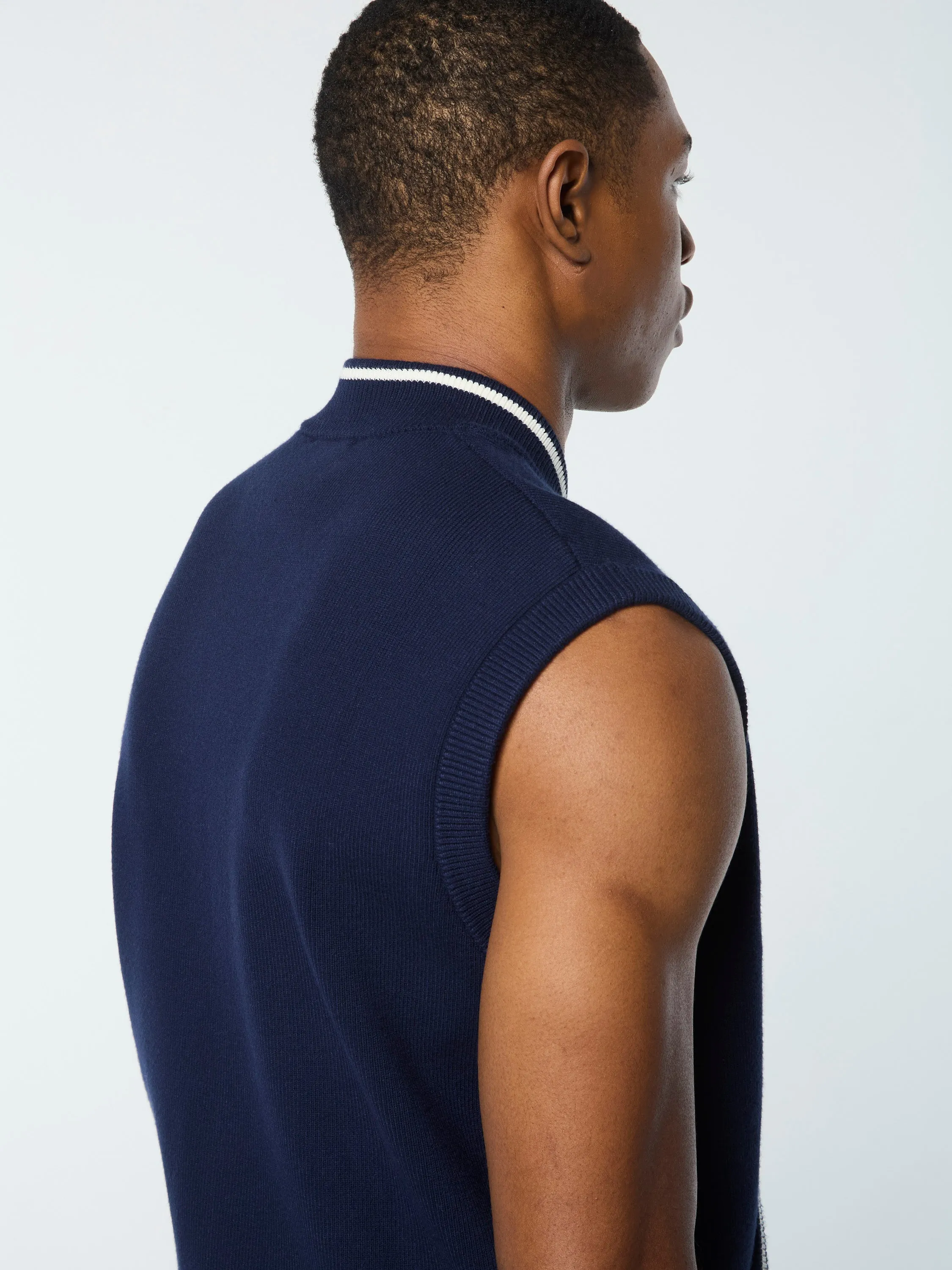 Enzo Knit Vest- Maritime Blue