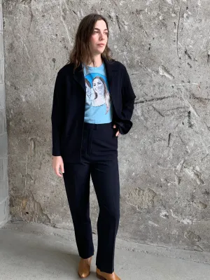 Escada navy dappled wool suit