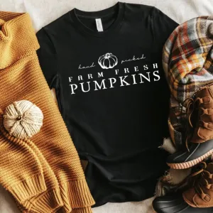 Farm Fresh Pumpkins Graphic Tee - Black