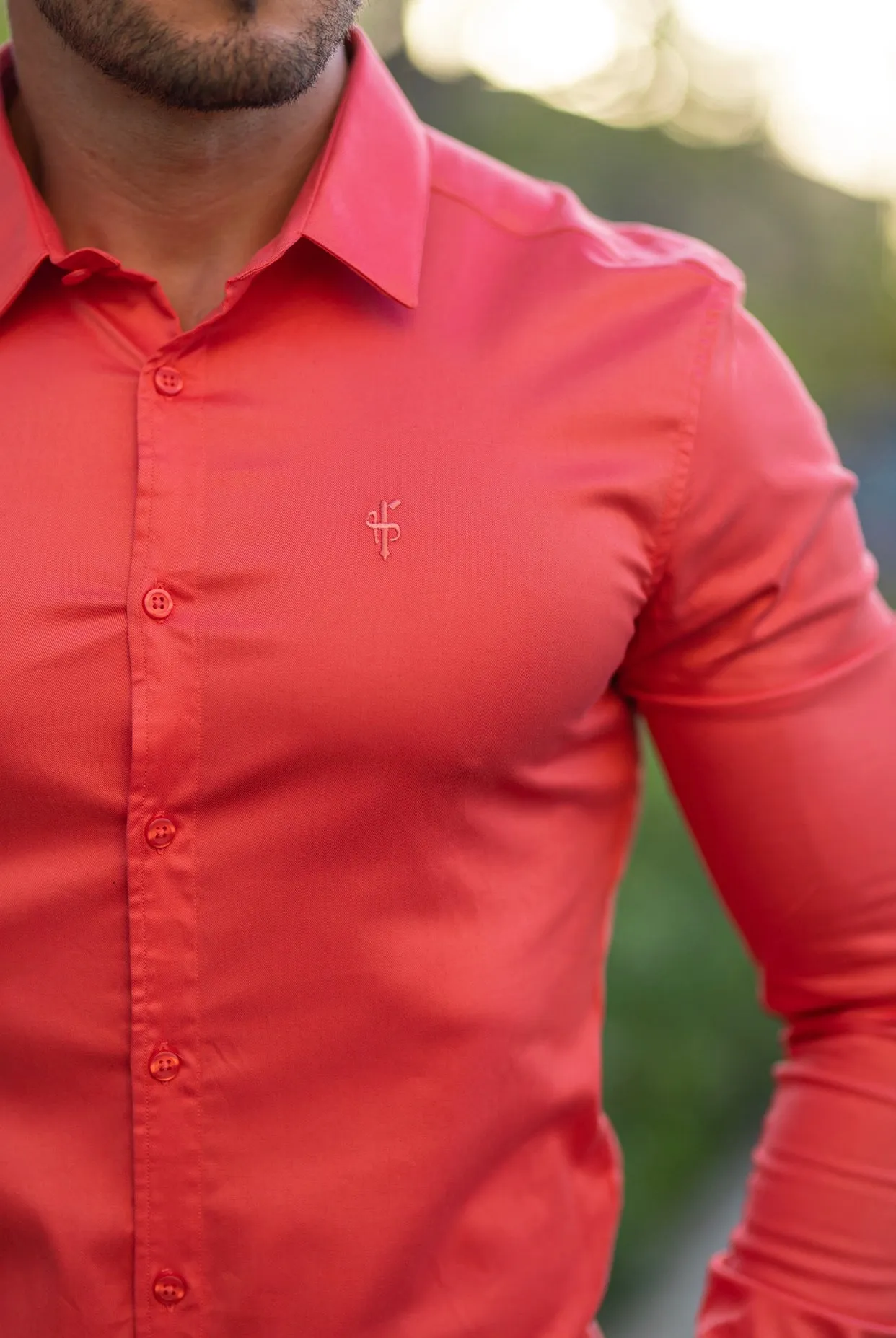Father Sons Super Slim Luxe Ultra Stretch Classic Coral Long Sleeve -  FS670
