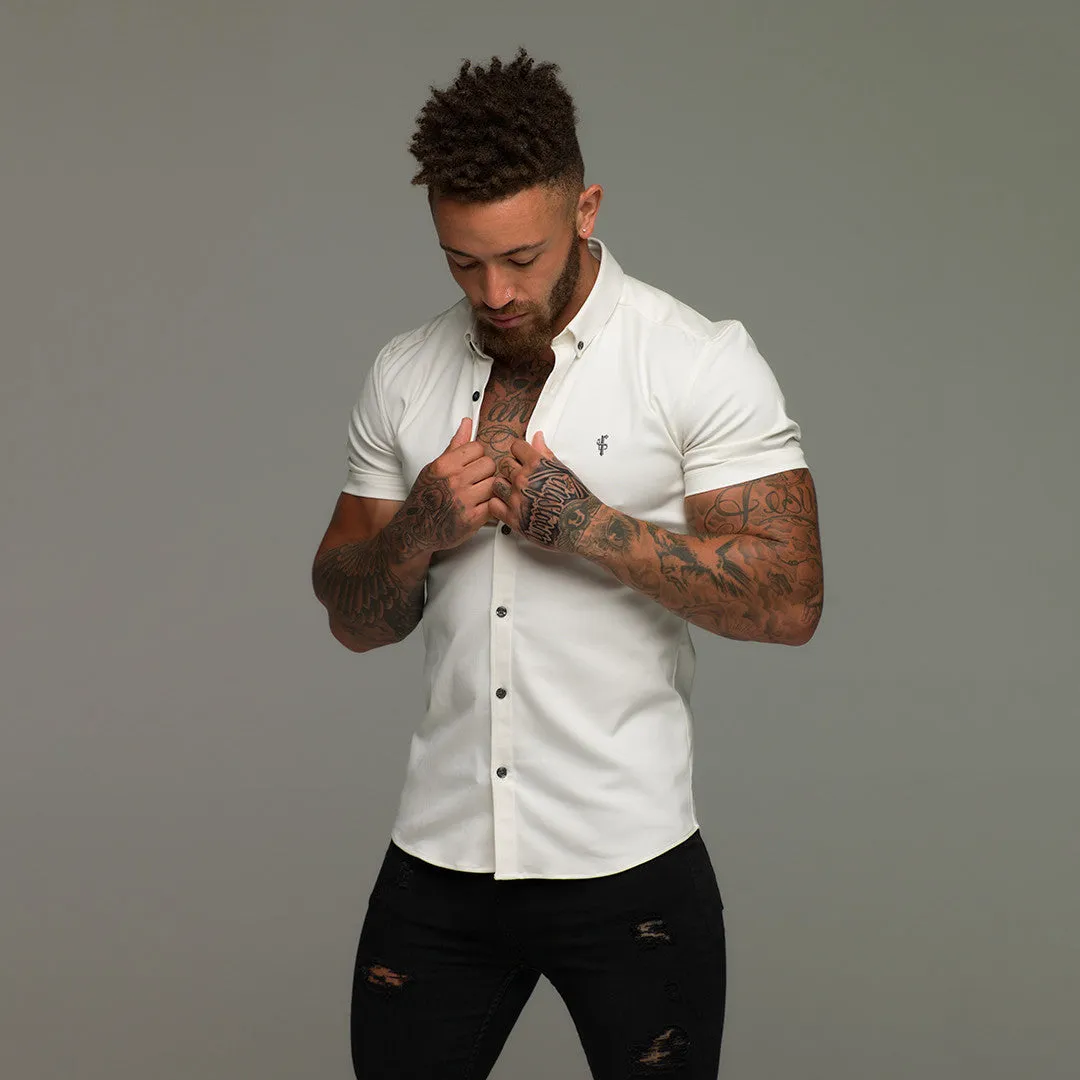 Father Sons Super Slim Stretch Cream Denim Short Sleeve - FS202