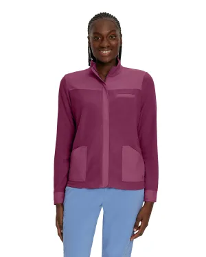 FIT 456 FIT Women's 3 Pocket Warm Up Scrub Jacket Raspberry Coulis