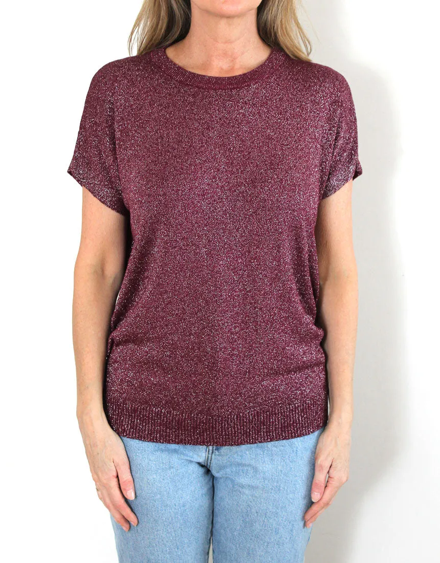 Frankies Lurex Tee - Mulberry