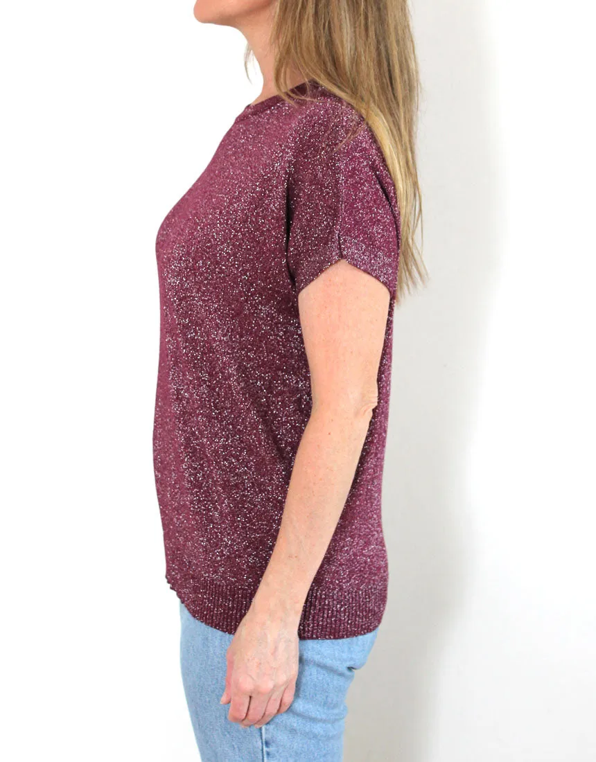 Frankies Lurex Tee - Mulberry