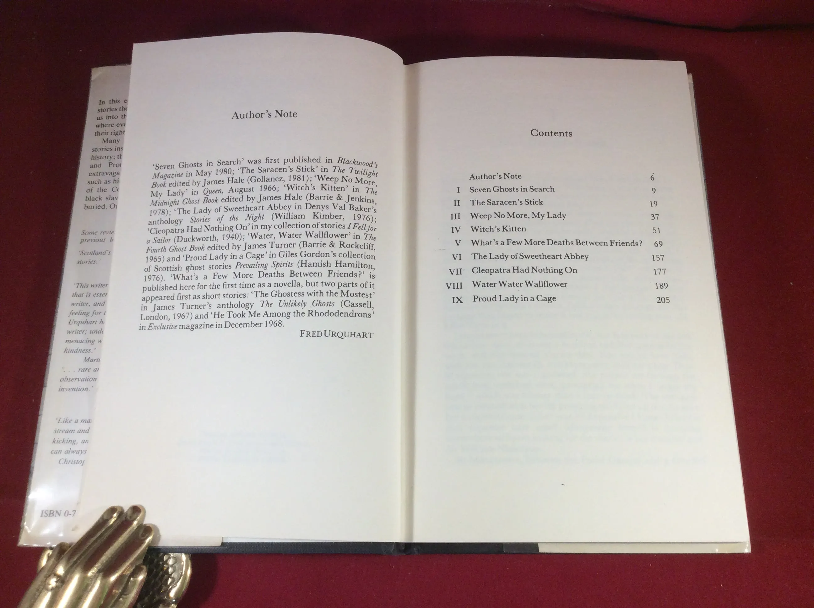 Fred Urquhart, Seven Ghosts in Search, William Kimber, 1983, First Edition, Signed and Inscribed.