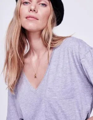 FREE PEOPLE OVERSIZED POCKET TEE GREY-