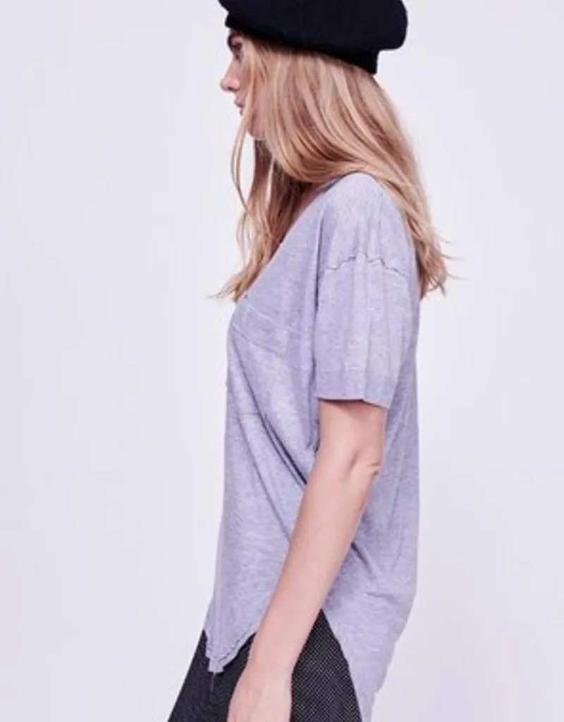 FREE PEOPLE OVERSIZED POCKET TEE GREY-