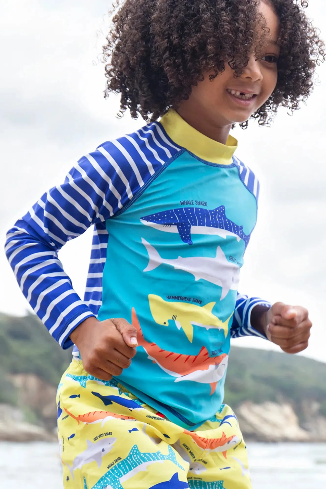 Frugi Sun Safe Rash Vest Mn2bi Shark
