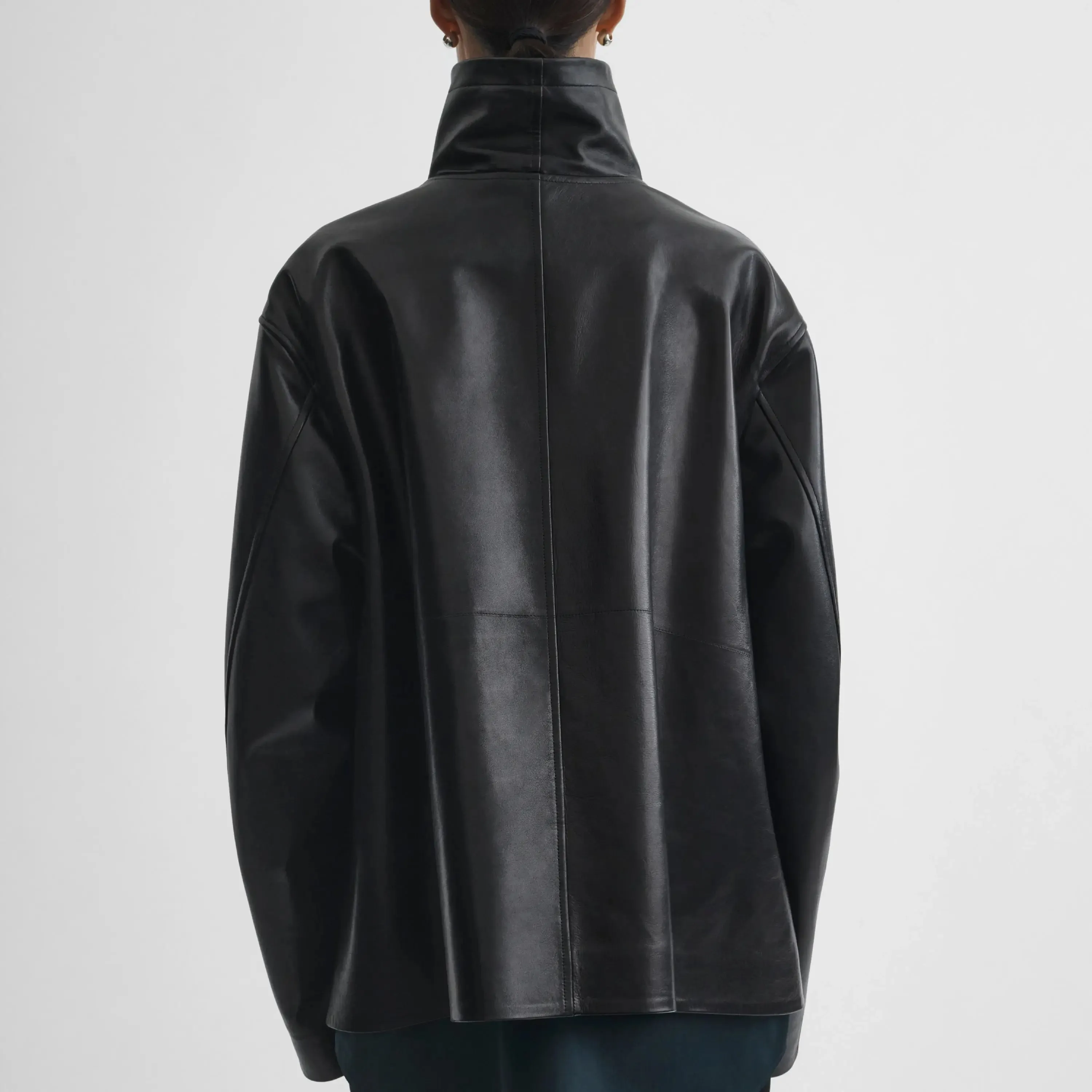 FUNNEL JACKET | black leather