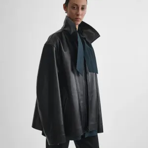 FUNNEL JACKET | black leather