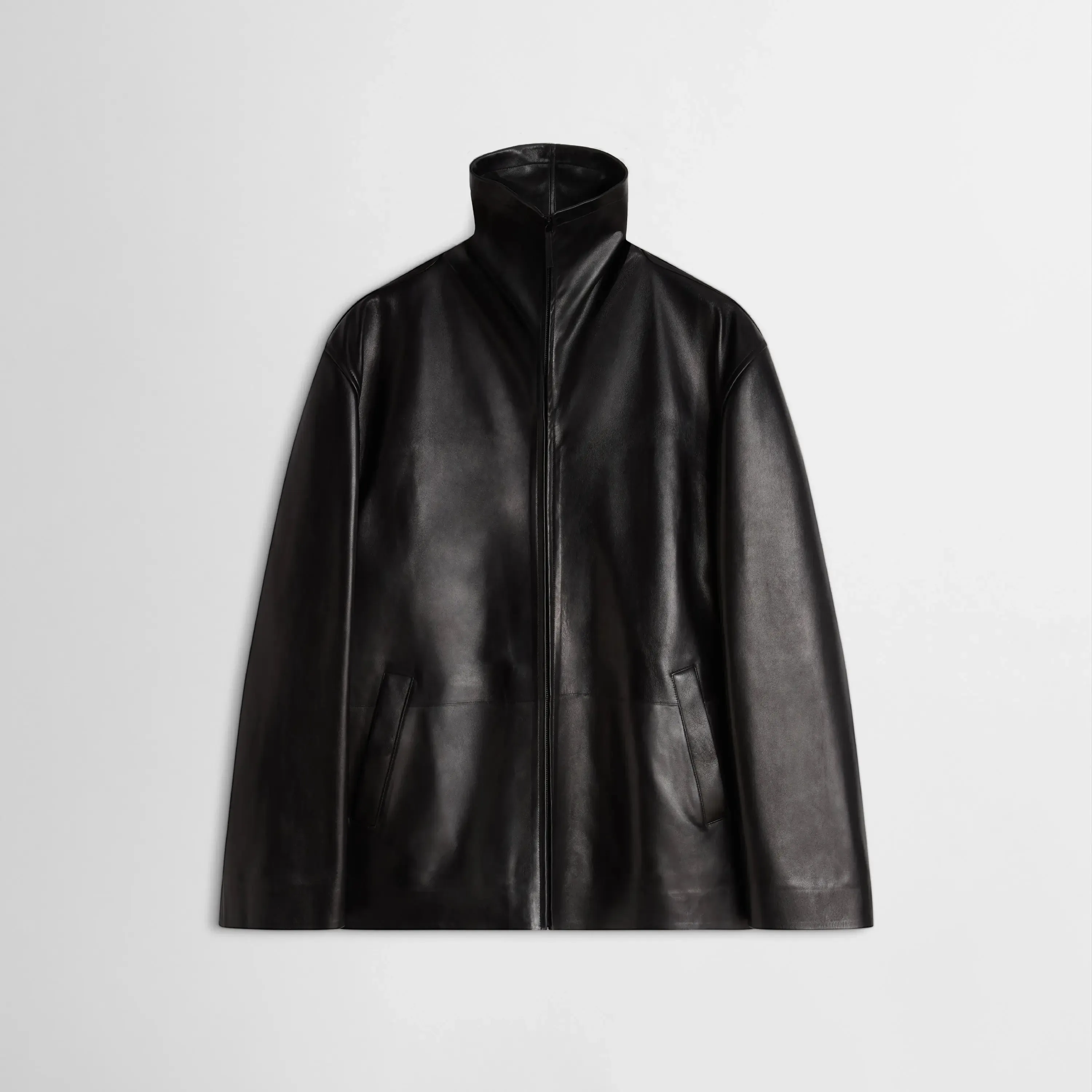 FUNNEL JACKET | black leather