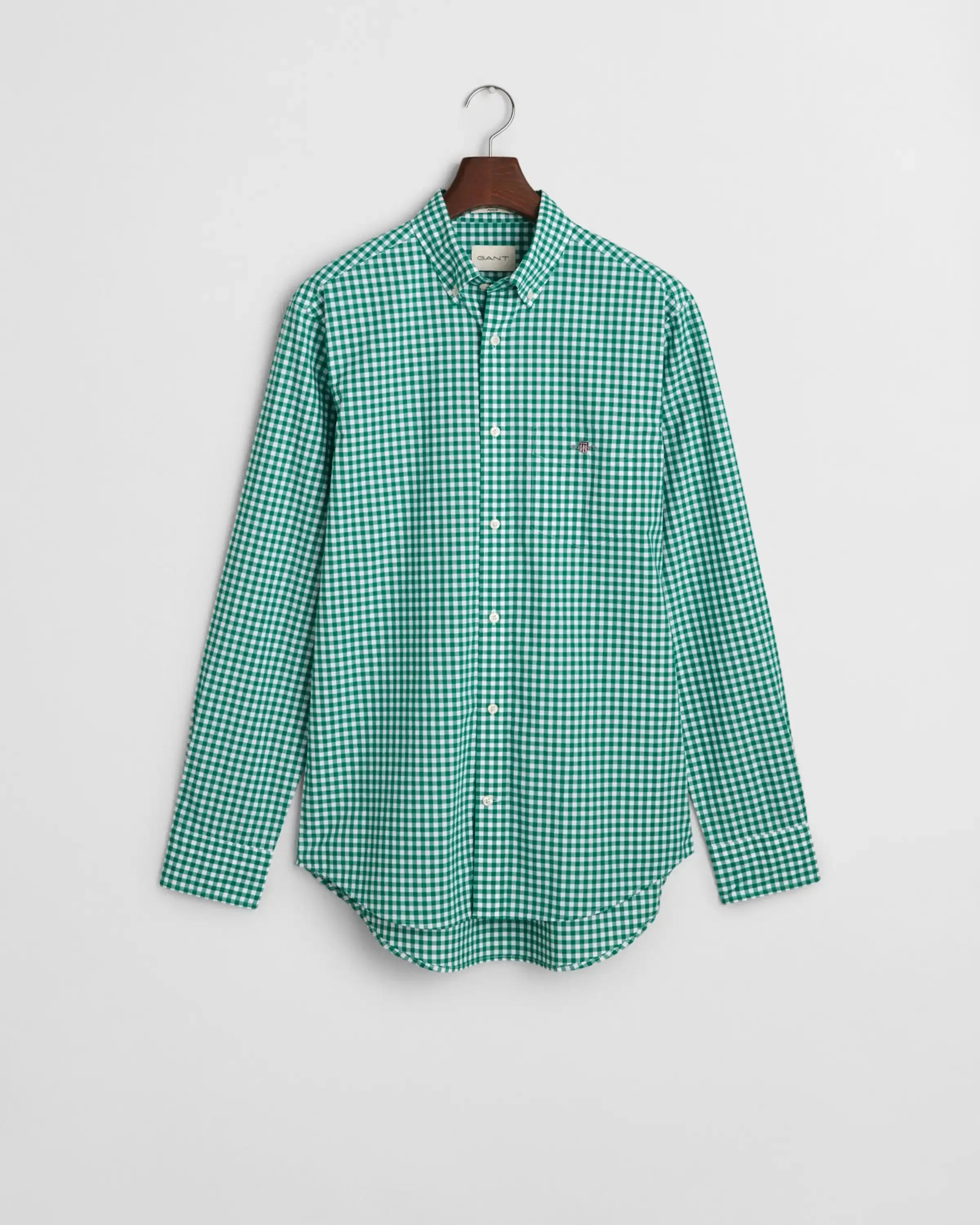 GANT Mens Regular Classic Poplin Gingham Shirt Deep Green