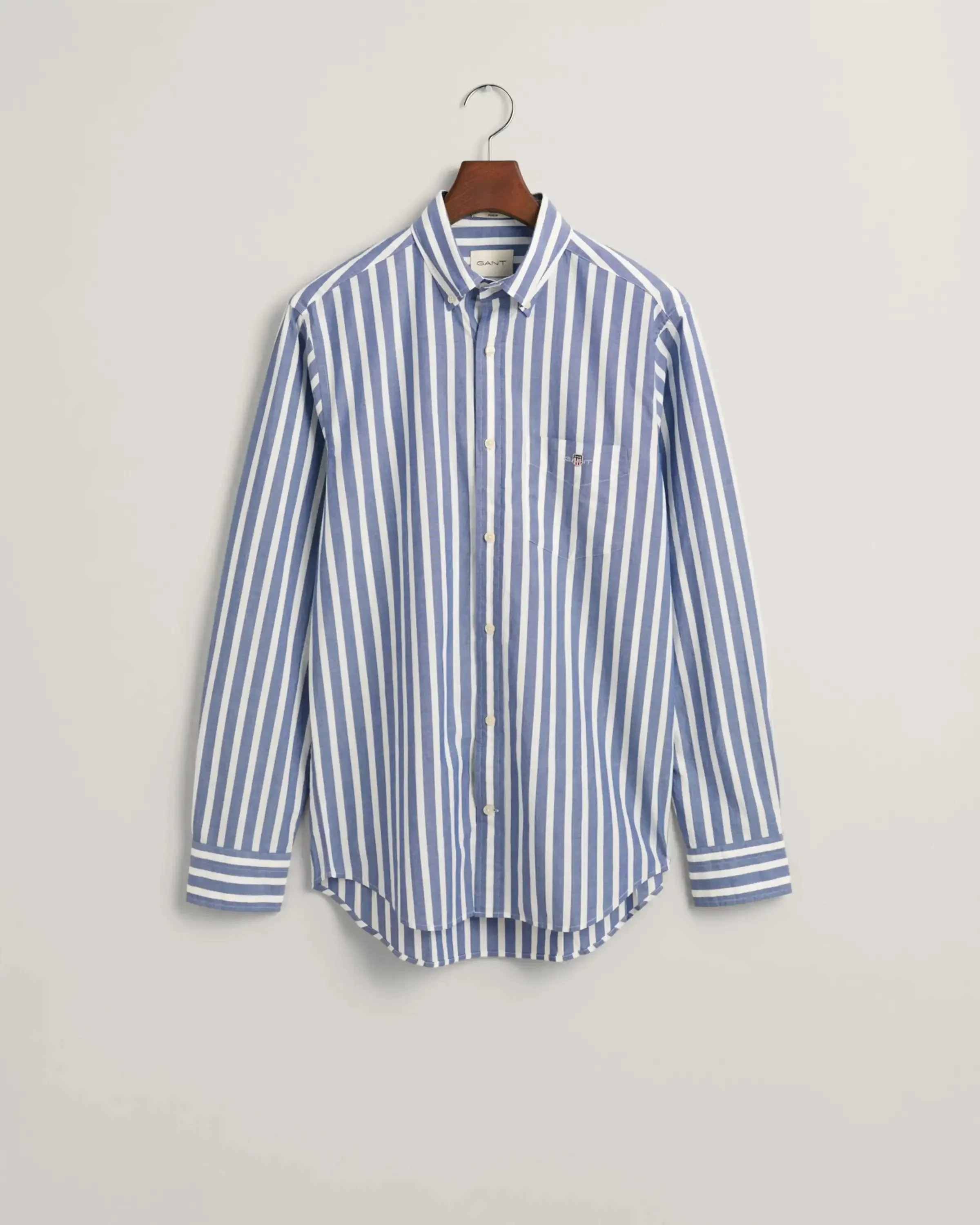 GANT Men's Regular Fit Wide Striped Poplin Shirt College Blue