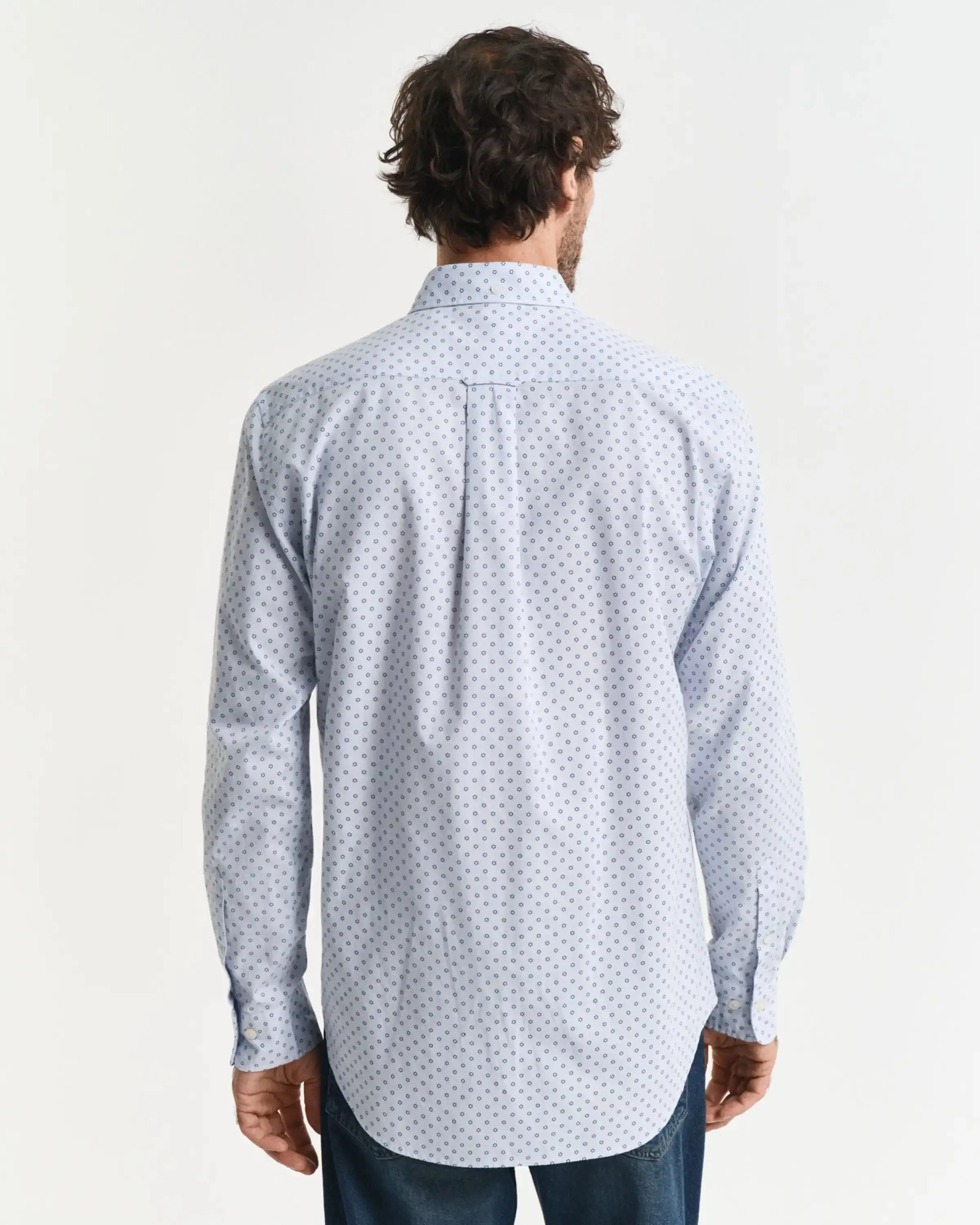 GANT Mens Regular Micro Print Shirt Light Blue