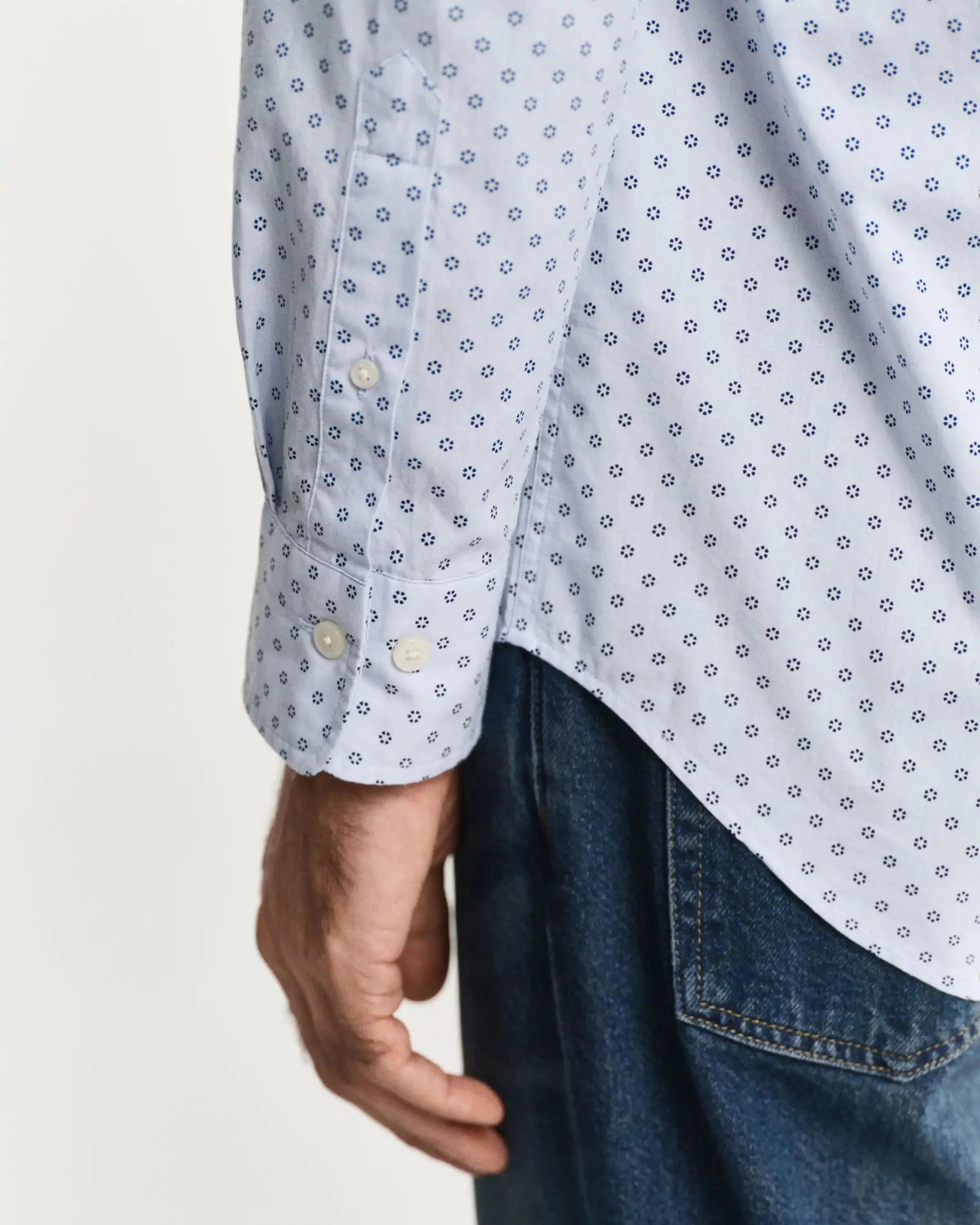 GANT Mens Regular Micro Print Shirt Light Blue
