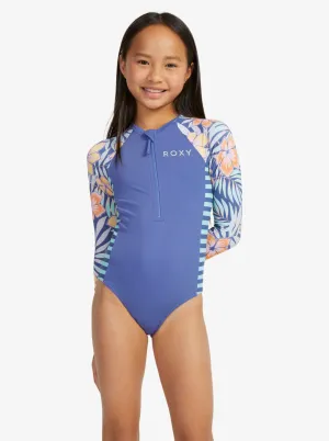 Girls 6-16 Funky Palm Long Sleeve One-Piece Rash Vest