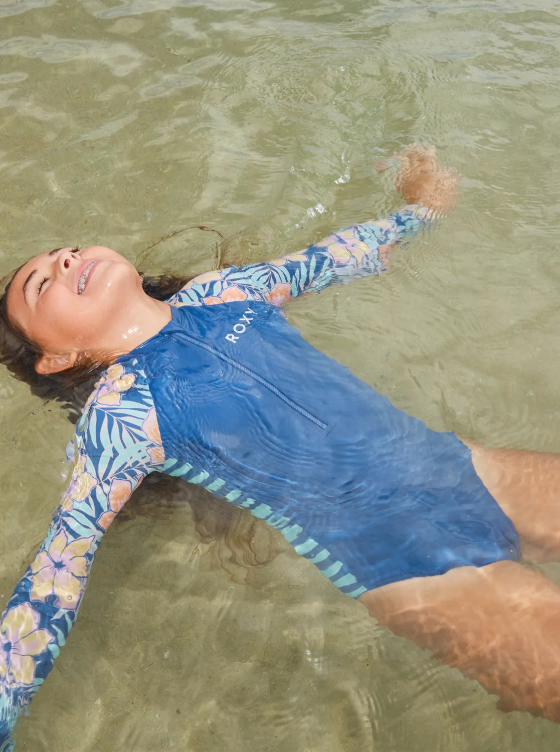 Girls 6-16 Funky Palm Long Sleeve One-Piece Rash Vest