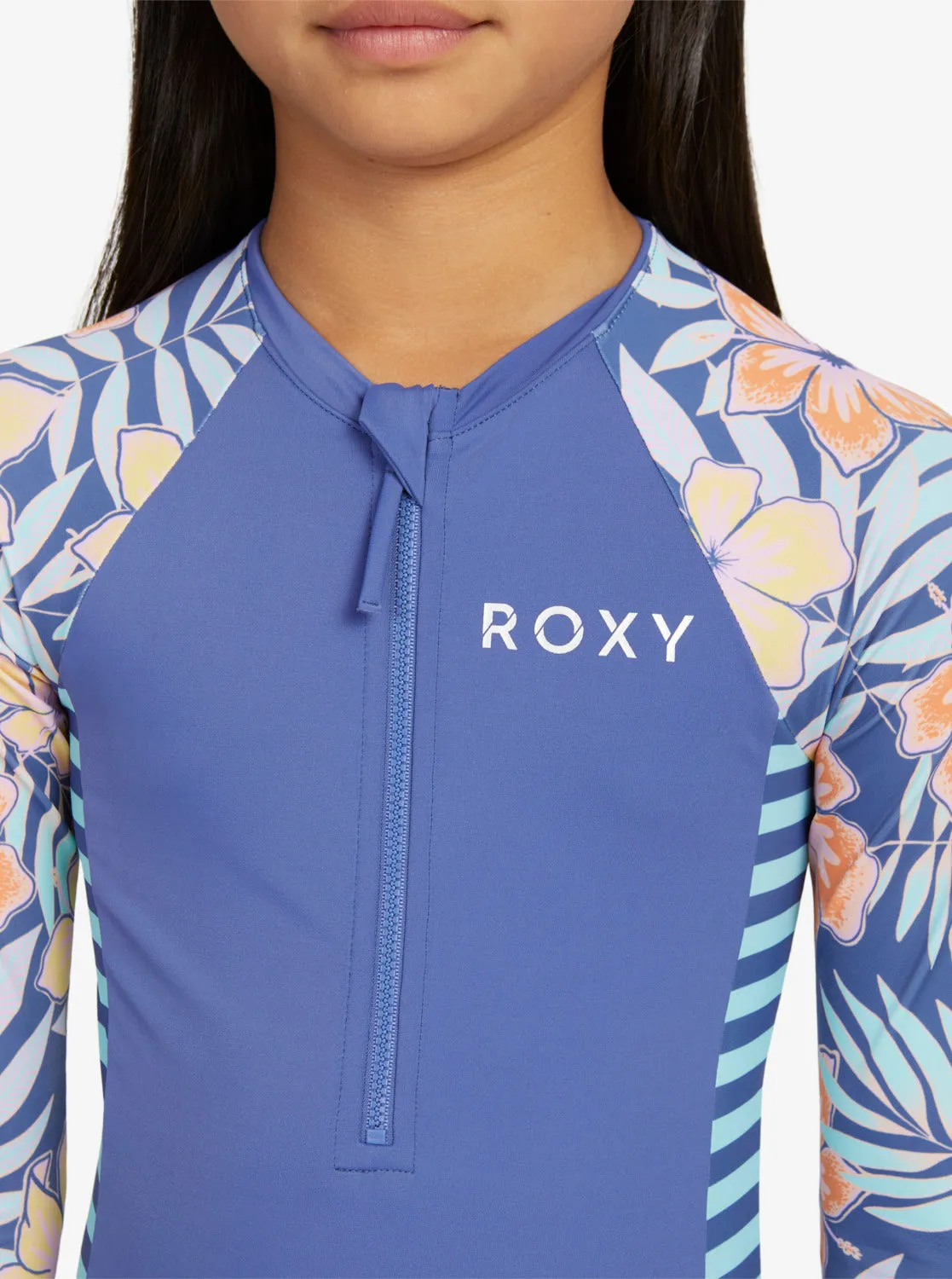 Girls 6-16 Funky Palm Long Sleeve One-Piece Rash Vest