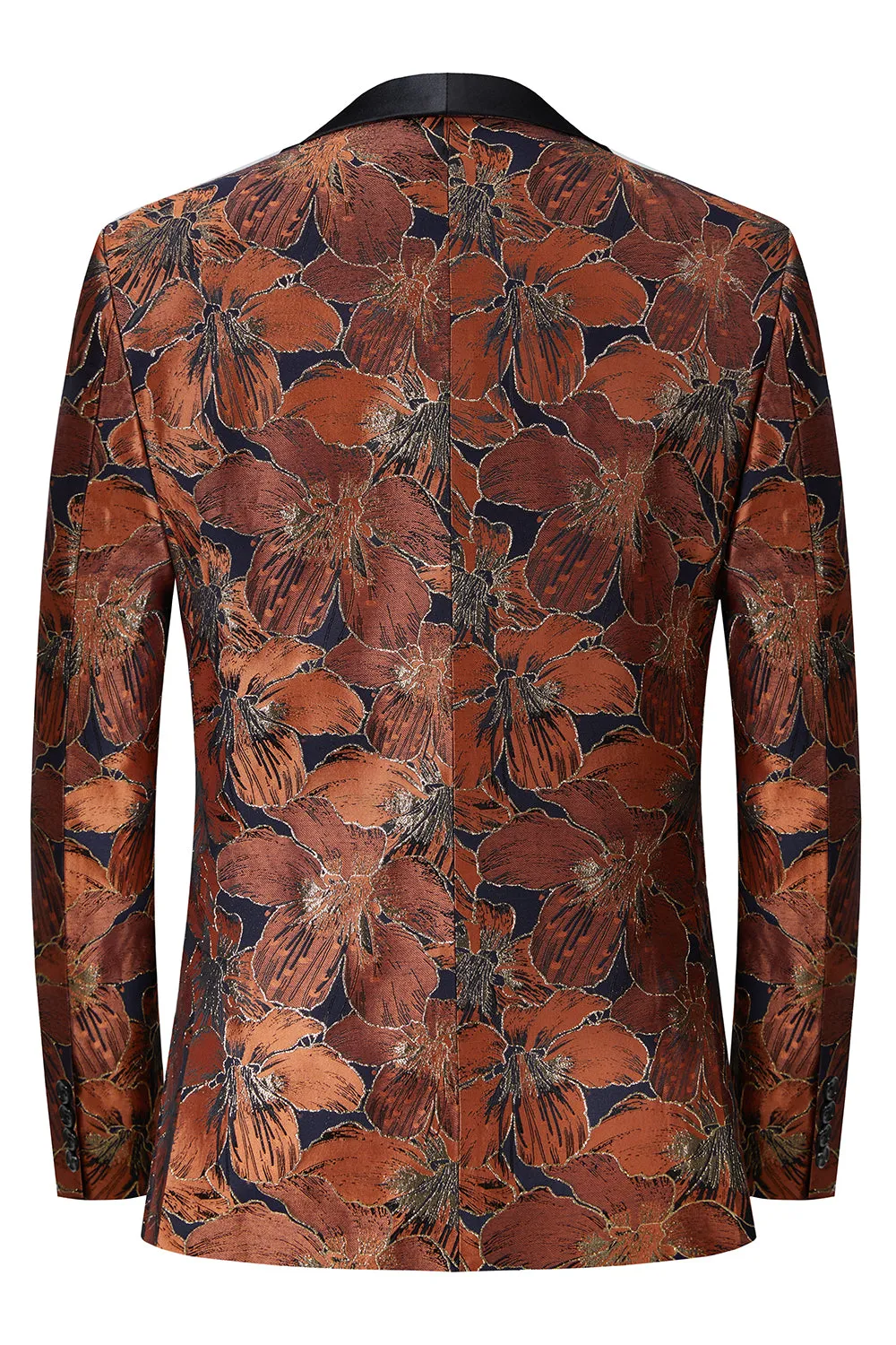 Glitter Brown Shawl Lapel Flowers Men's Prom Suits