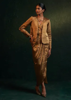 Gold drape dress and jacket