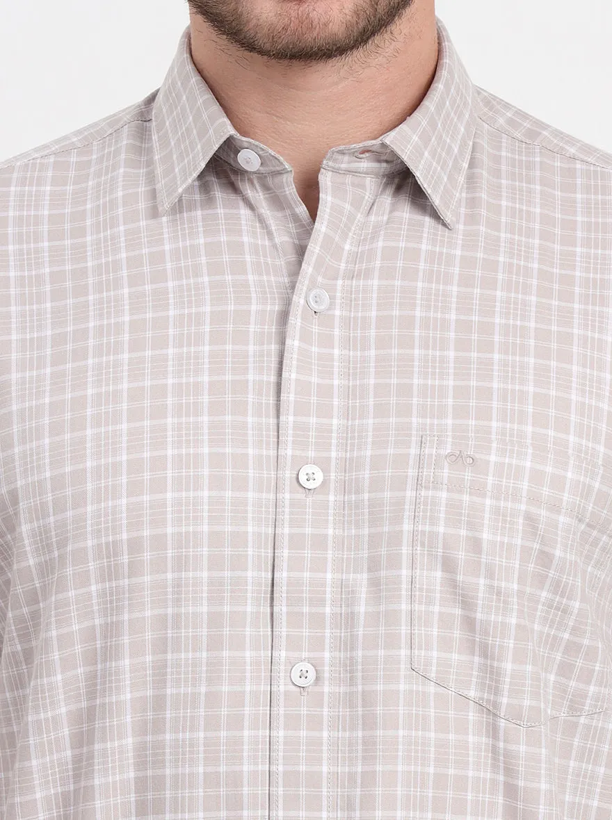 Grey Checked Regular Fit Semi Casual Shirt | JadeBlue