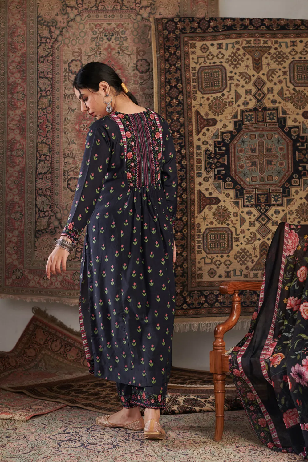 Gul Embroidered Black Kurta Set Of 3