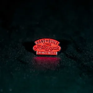 Handbuilt Show Script Soft Enamel Lapel Pin - Red