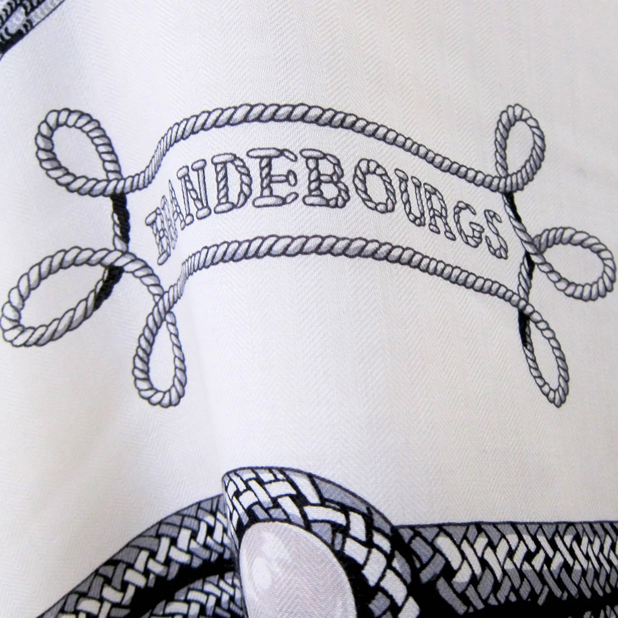 Hermes Brandebourgs Black White Cashmere Silk Shawl