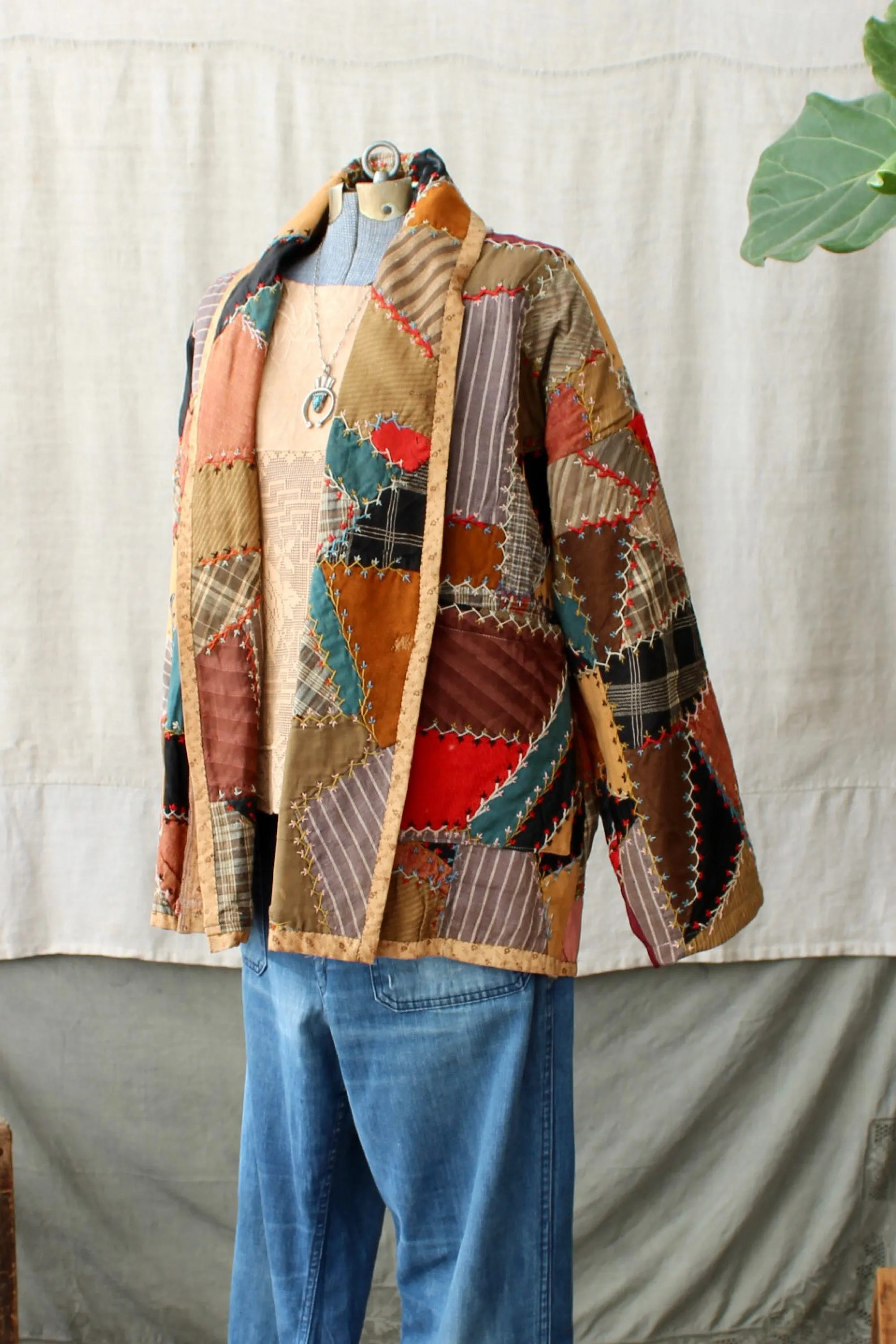 HF162 The Highlands Foundry Brown Multi Crazy Quilt Coat