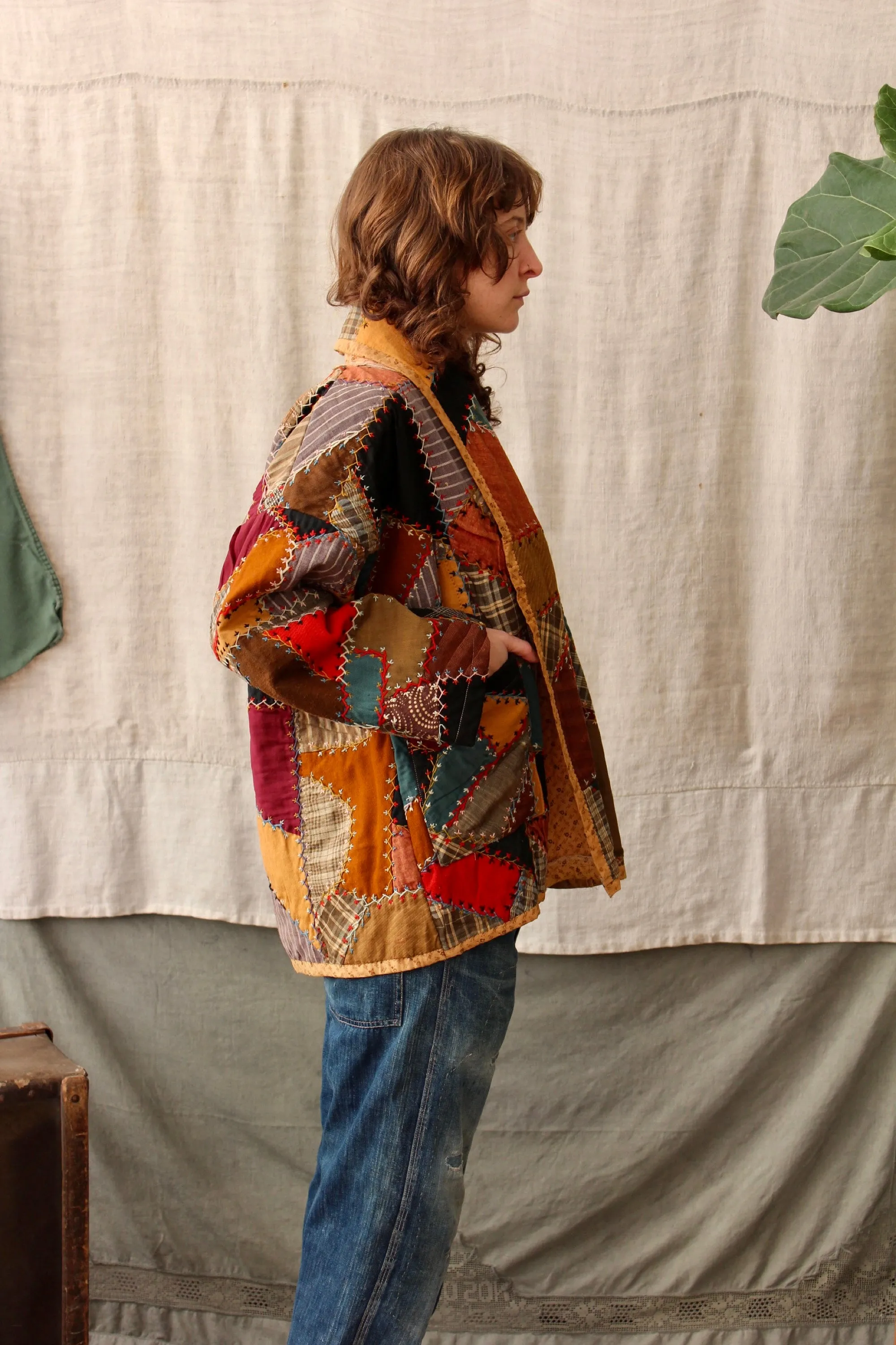 HF162 The Highlands Foundry Brown Multi Crazy Quilt Coat