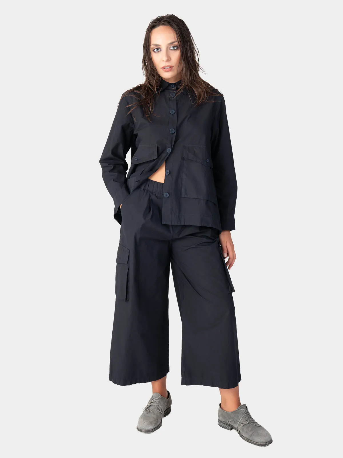 Hi-Lo Bellow Pocket Swing Cotton Jacket