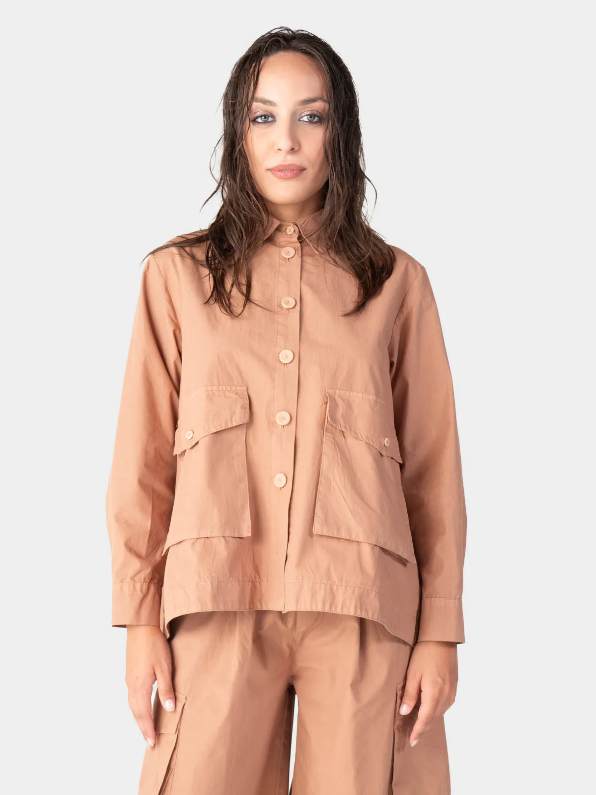 Hi-Lo Bellow Pocket Swing Cotton Jacket