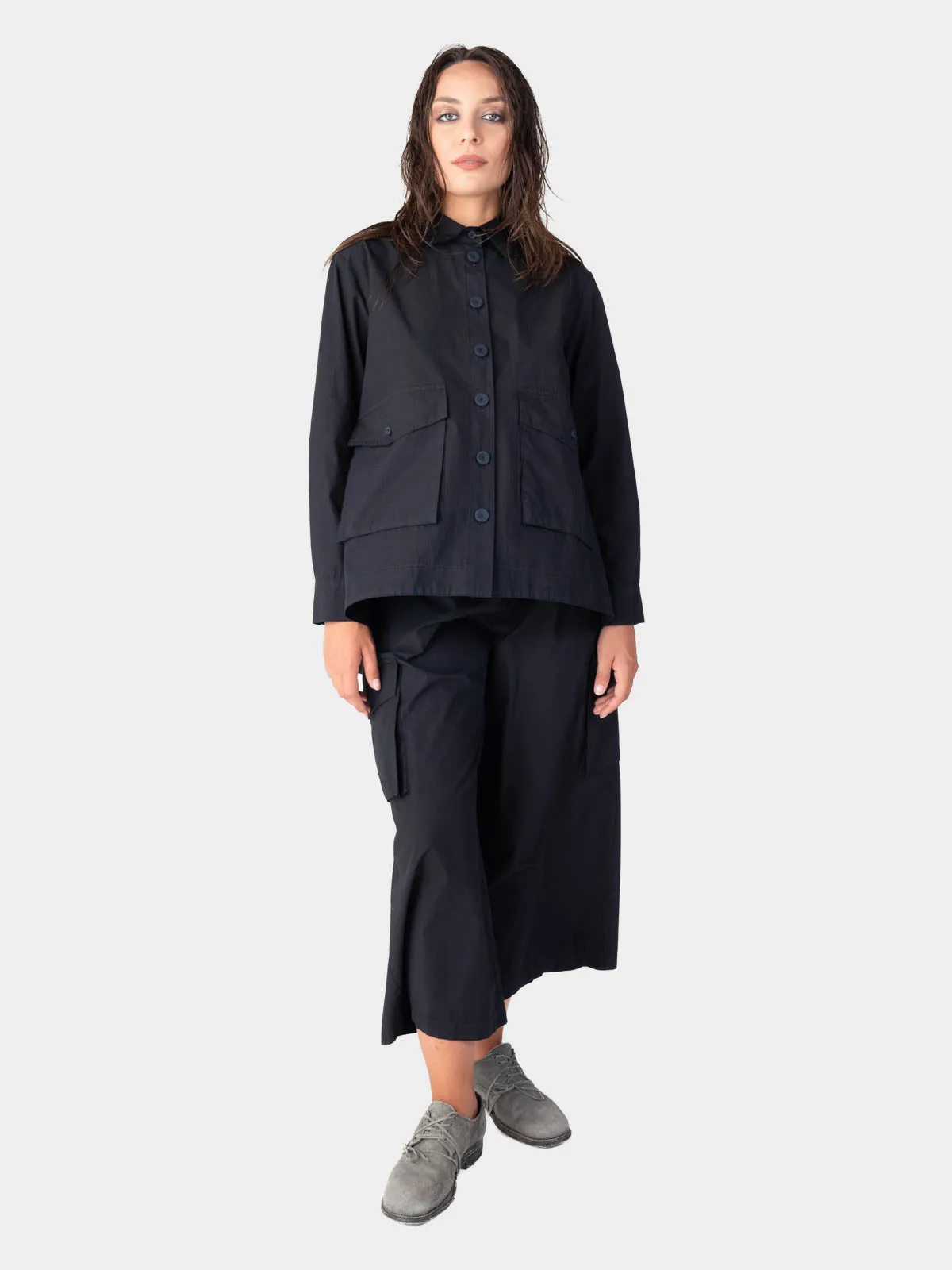 Hi-Lo Bellow Pocket Swing Cotton Jacket