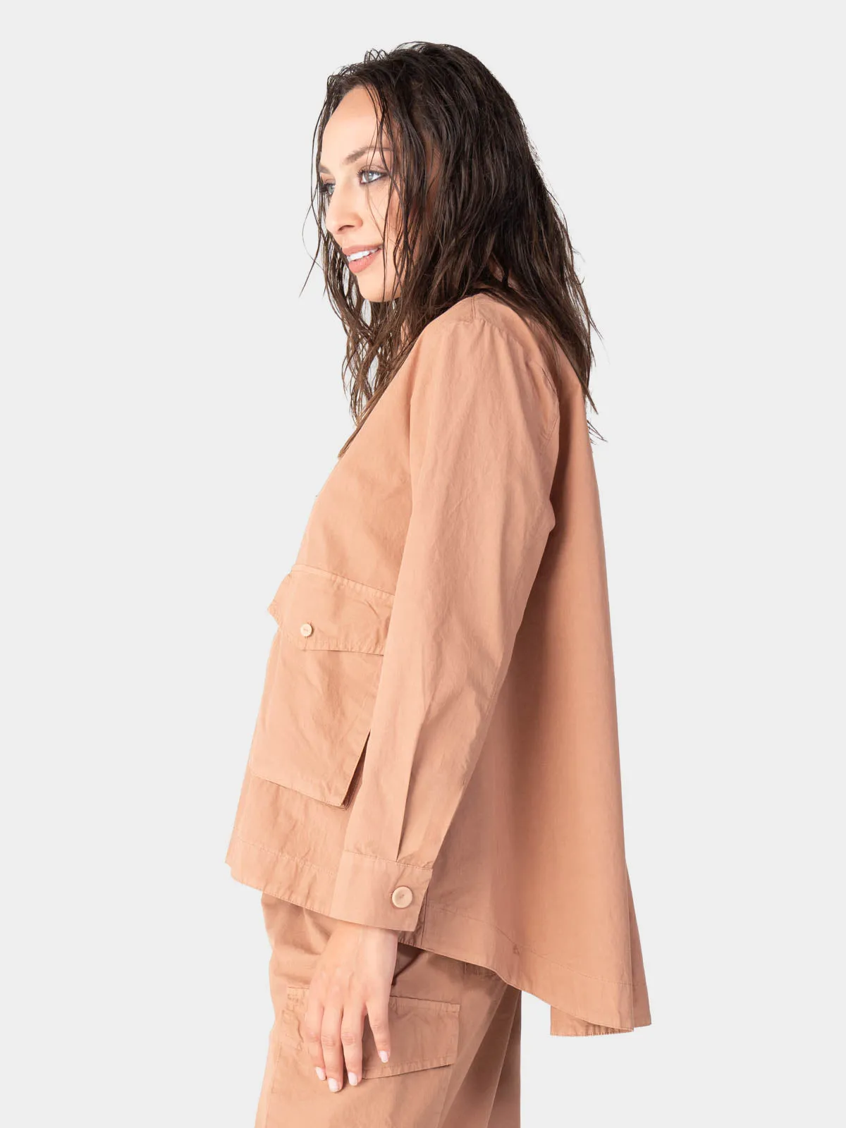 Hi-Lo Bellow Pocket Swing Cotton Jacket