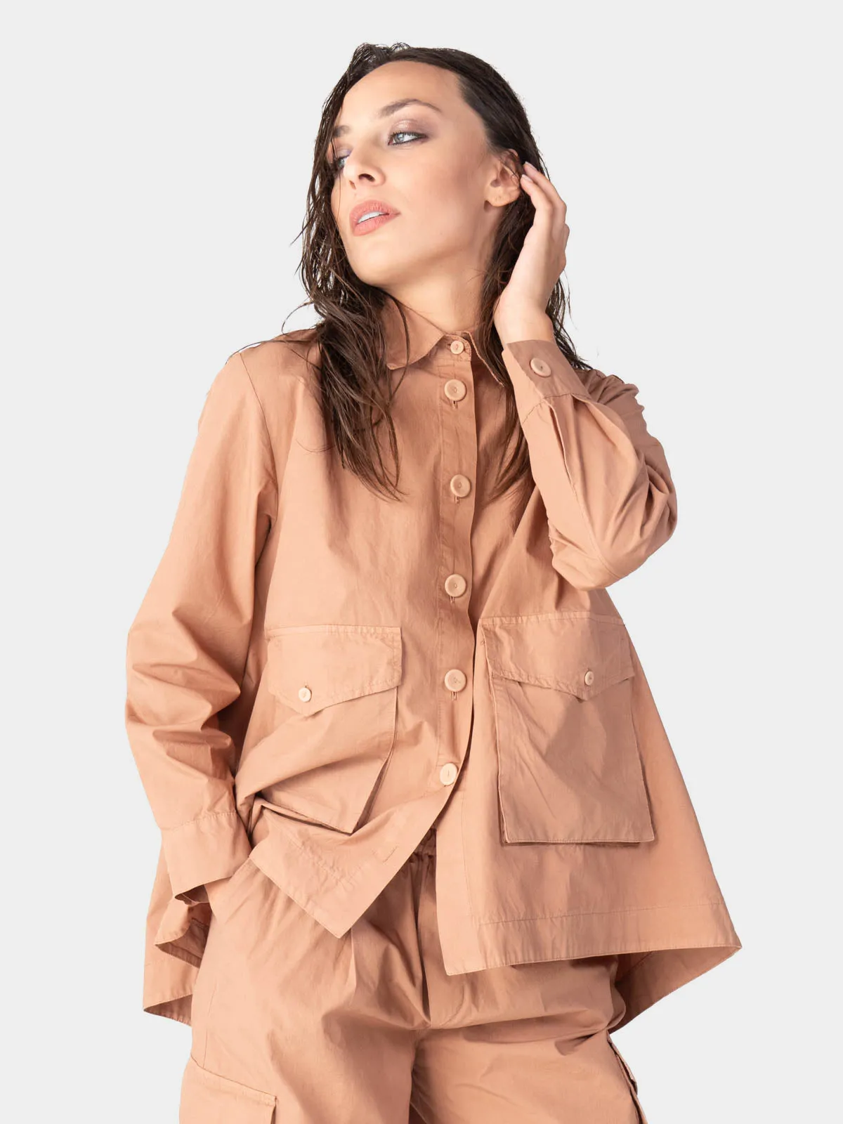 Hi-Lo Bellow Pocket Swing Cotton Jacket