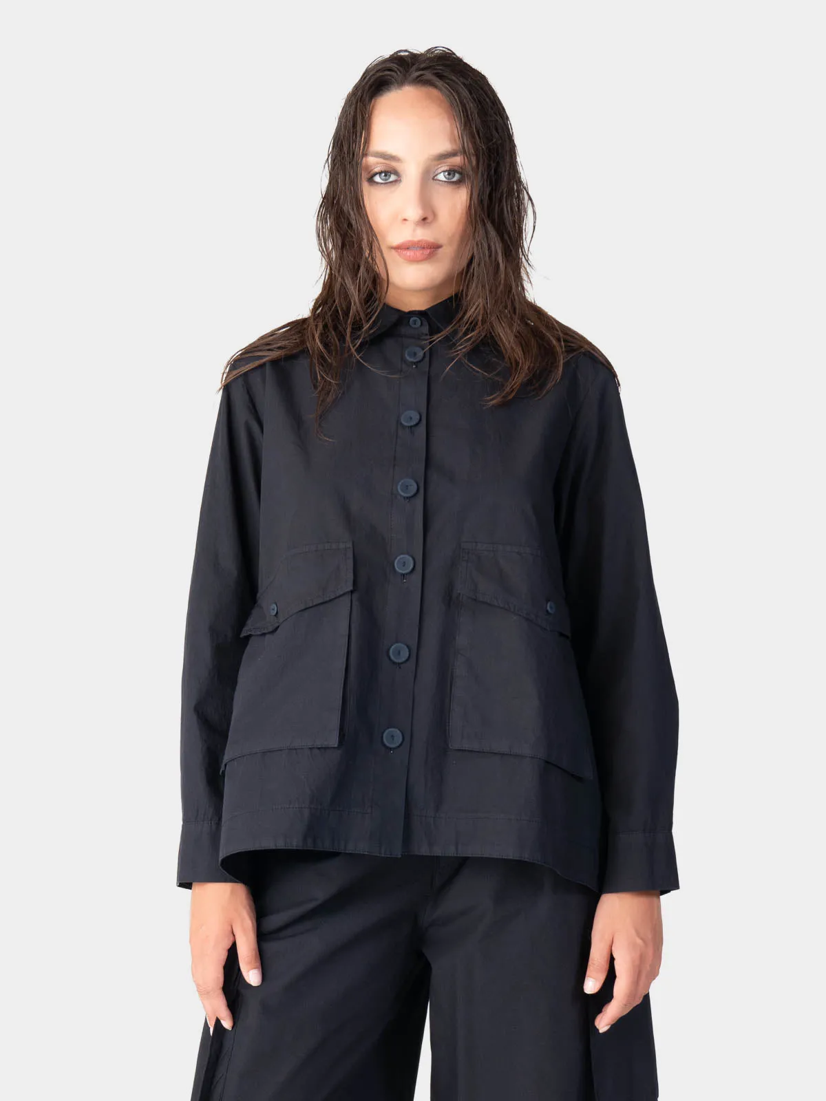 Hi-Lo Bellow Pocket Swing Cotton Jacket