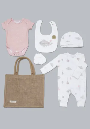 Homegrown 5 Piece 100% Cotton Dream Layette Set - Pink