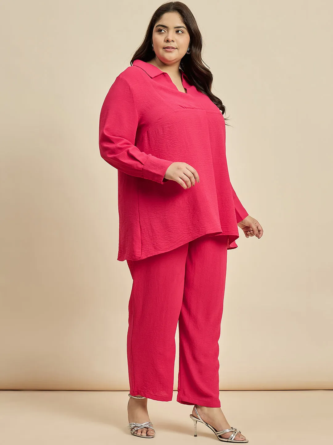 Hot Pink Yoke Detail Co-Ord Set