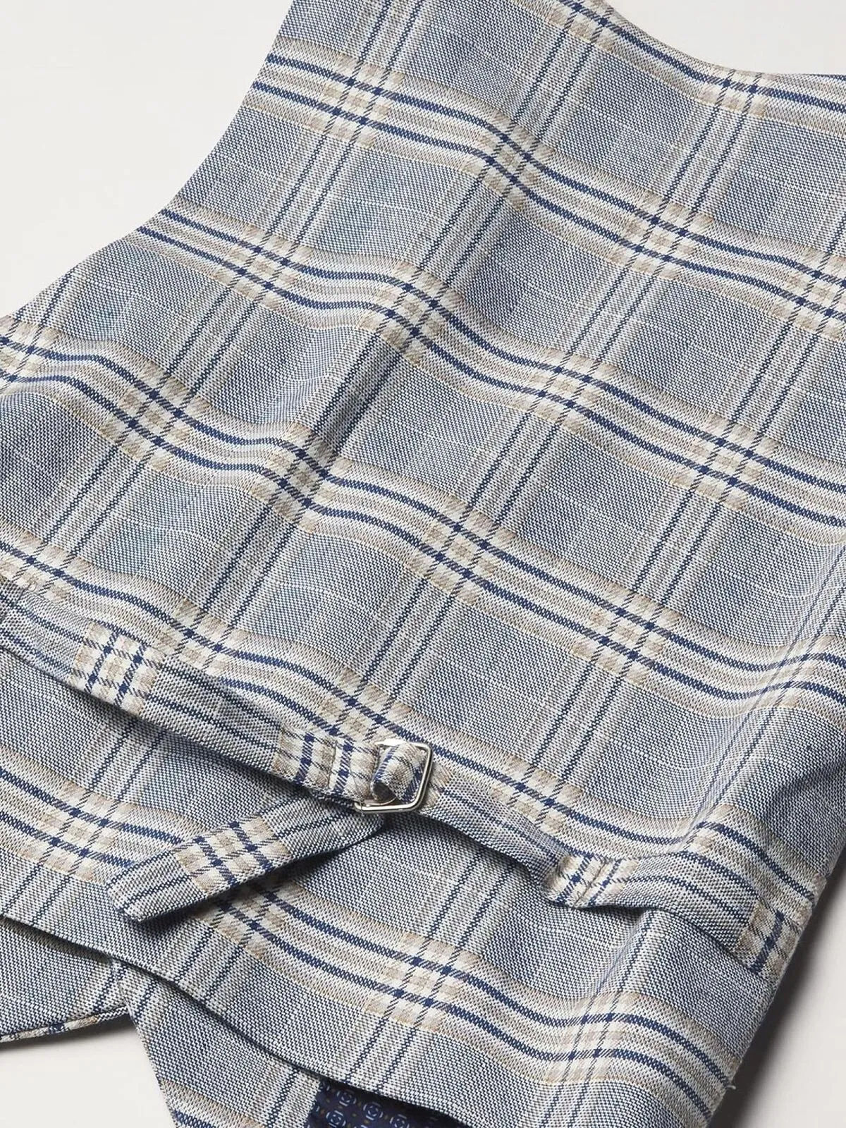 Isaac Mizrahi Slim Fit Boys 4pc Plaid Contrast Vest Pant Shirt Tie Set Blue 2