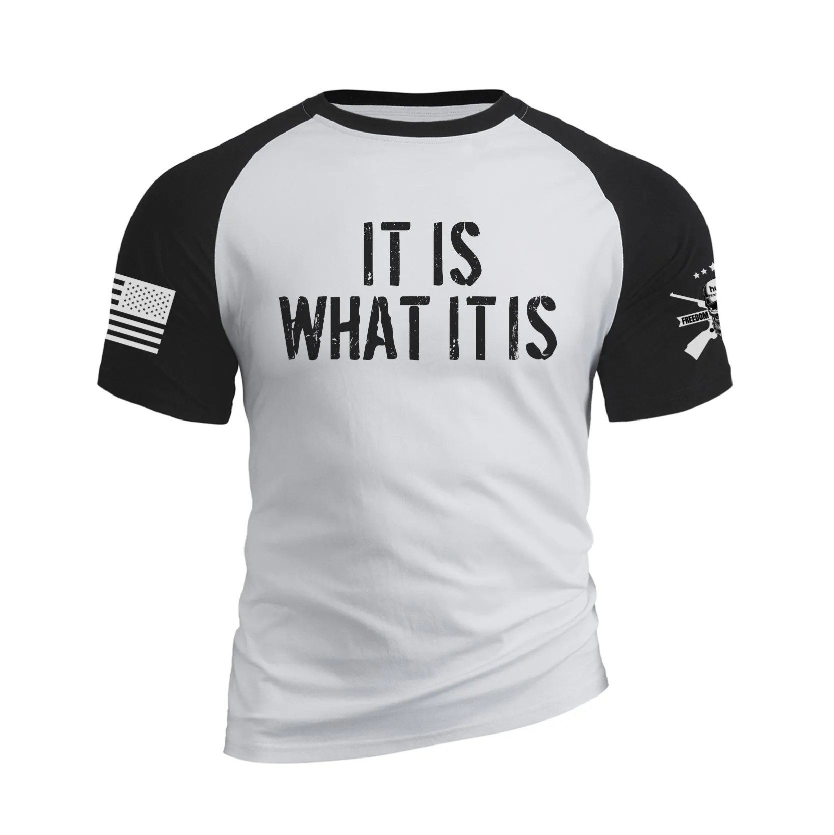 IT IS WHAT IT IS RAGLAN GRAPHIC TEE