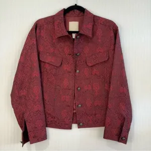 J. Jill Red Vintage Red Jacquard Jacket Embroidered Denim Women’s Small Unique