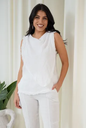 Jaime Cowl Bib Top | White