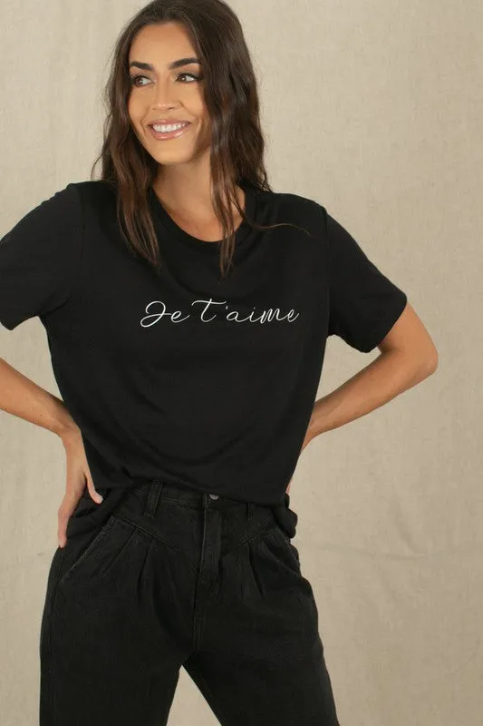 JE T'AIME BLACK GRAPHIC TEE