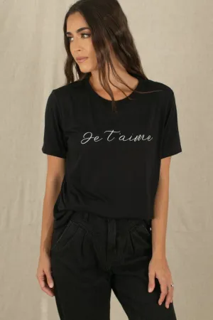 JE T'AIME BLACK GRAPHIC TEE