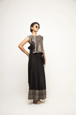 Joli- Metallic Brocade Bib With Pant Set