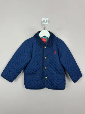Joules navy quilted jacket 2-3y