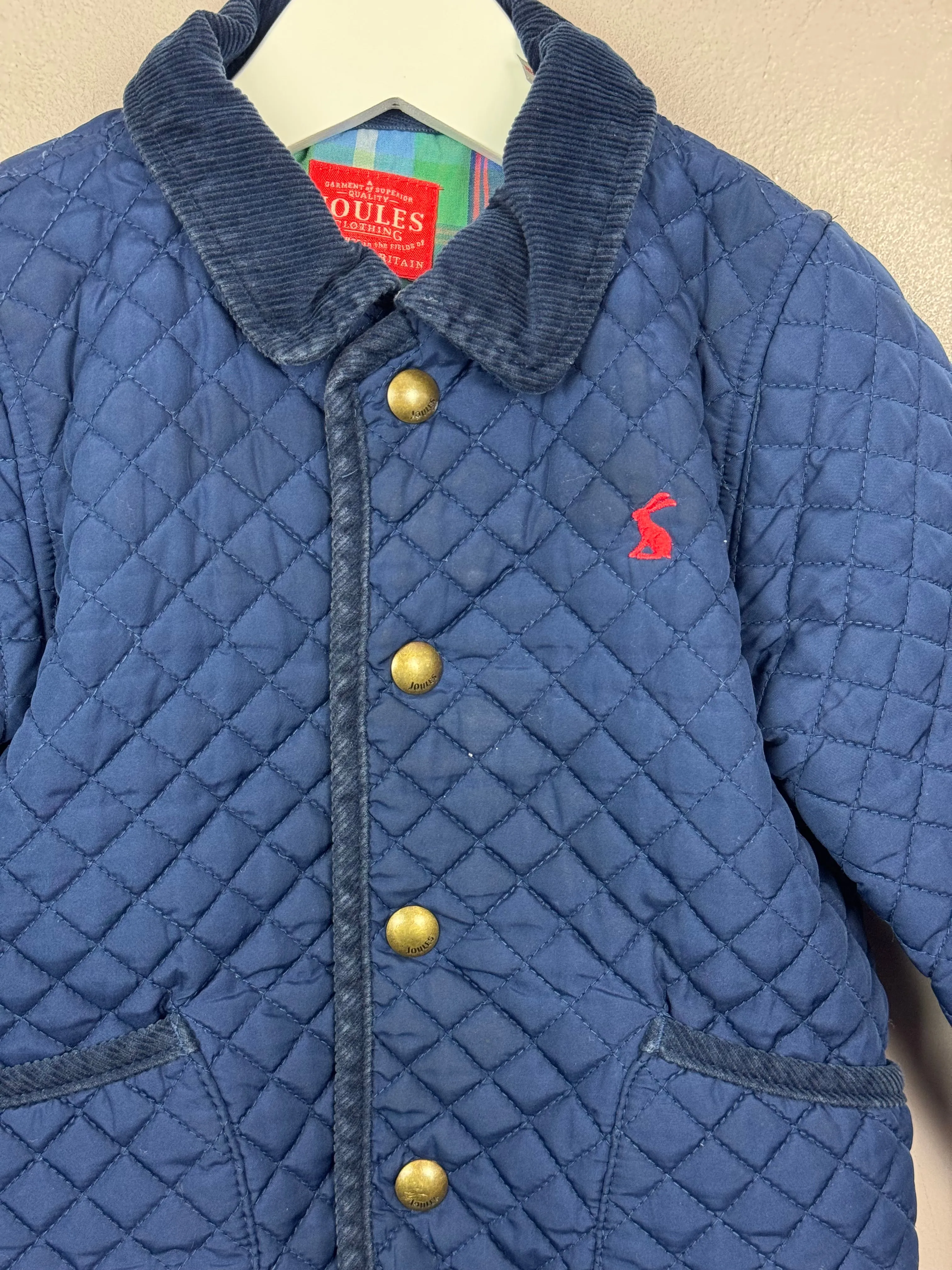 Joules navy quilted jacket 2-3y