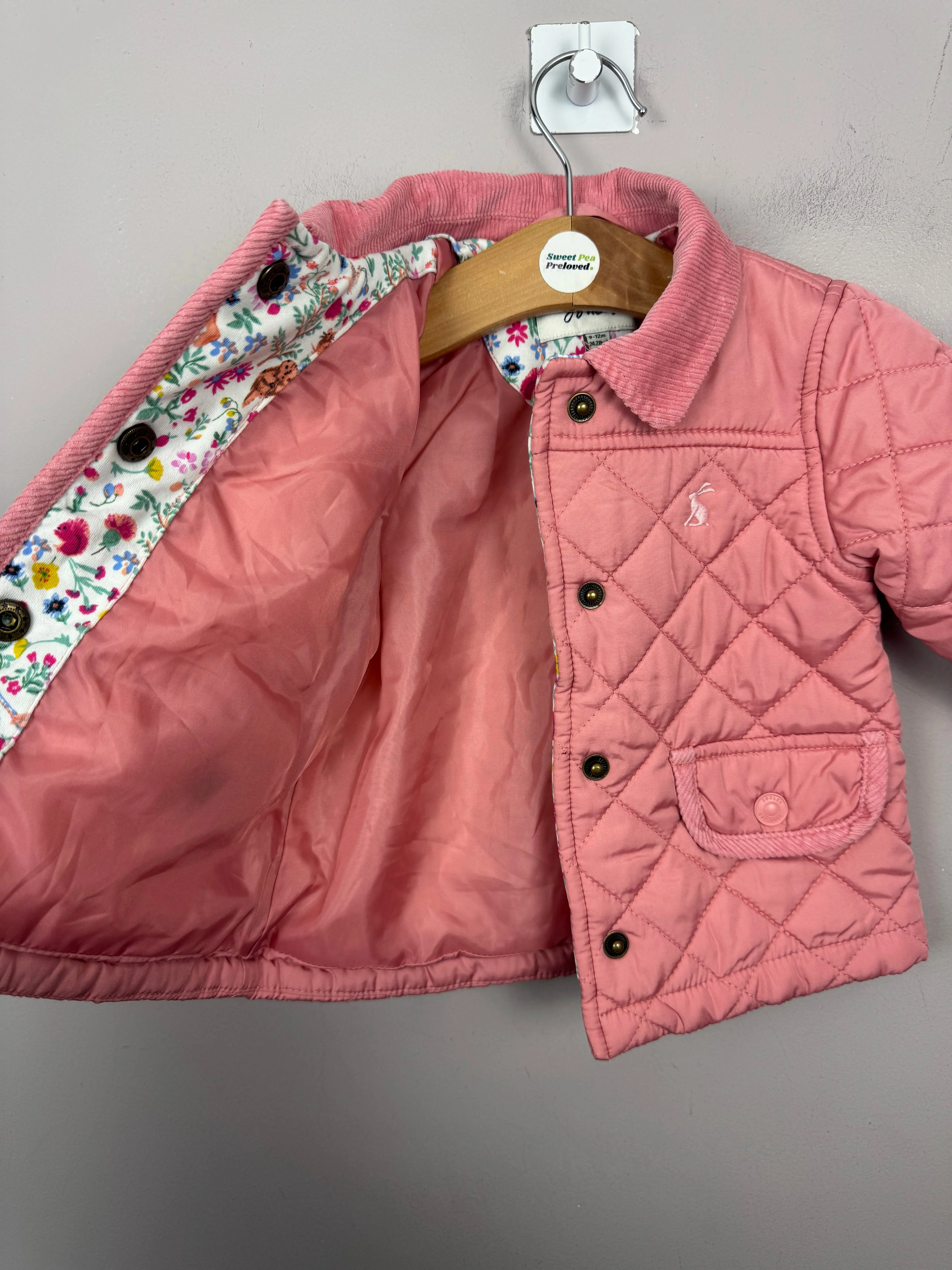 Joules Peach Quilted jacket 9-12m