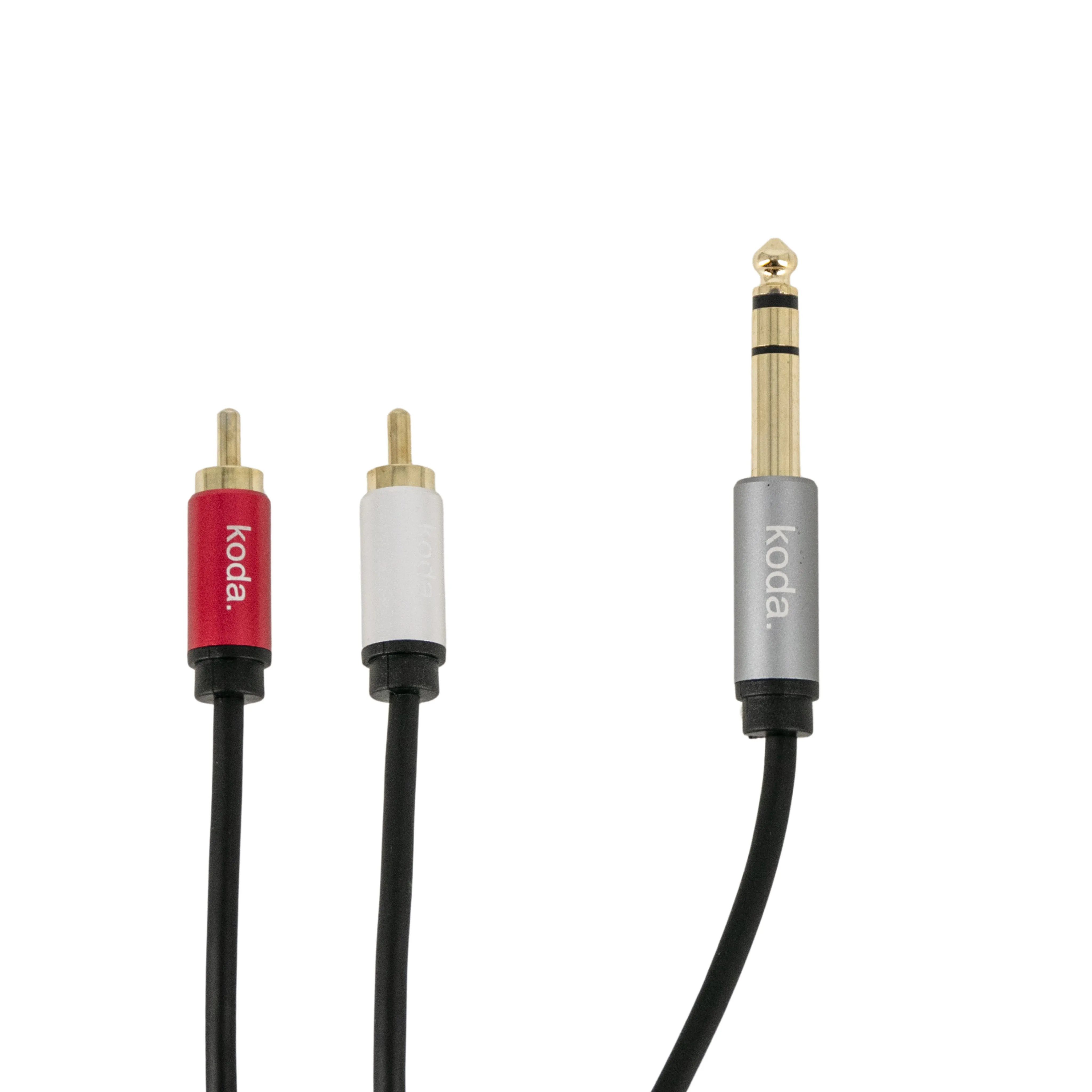 koda essential Stereo Breakout Cable, 1/4 inch TRS to Dual RCA, 10ft
